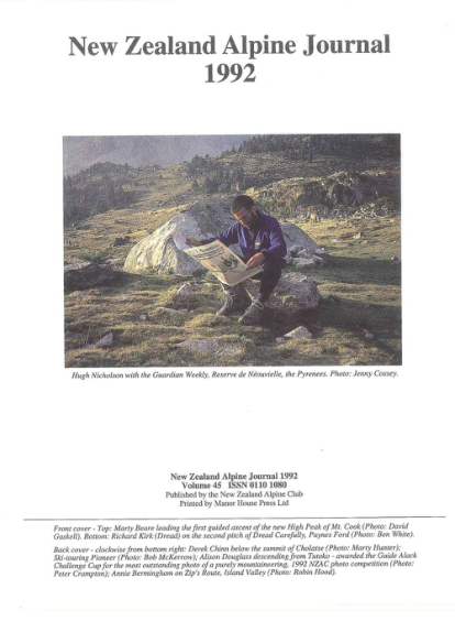 New Zealand Alpine Journal 1992 Vol 45 cover
